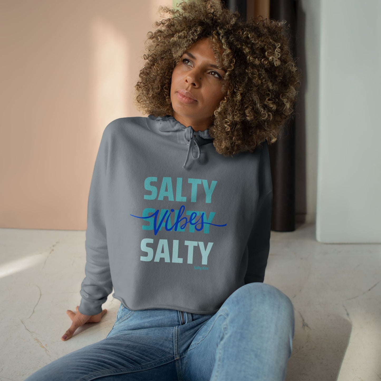 Women's Crop Hoodie - Salty Vibes by Salty Kiss coastal apparel