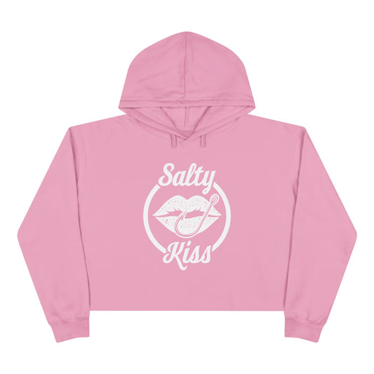 Women's Crop Hoodie - Salty Kiss white logo