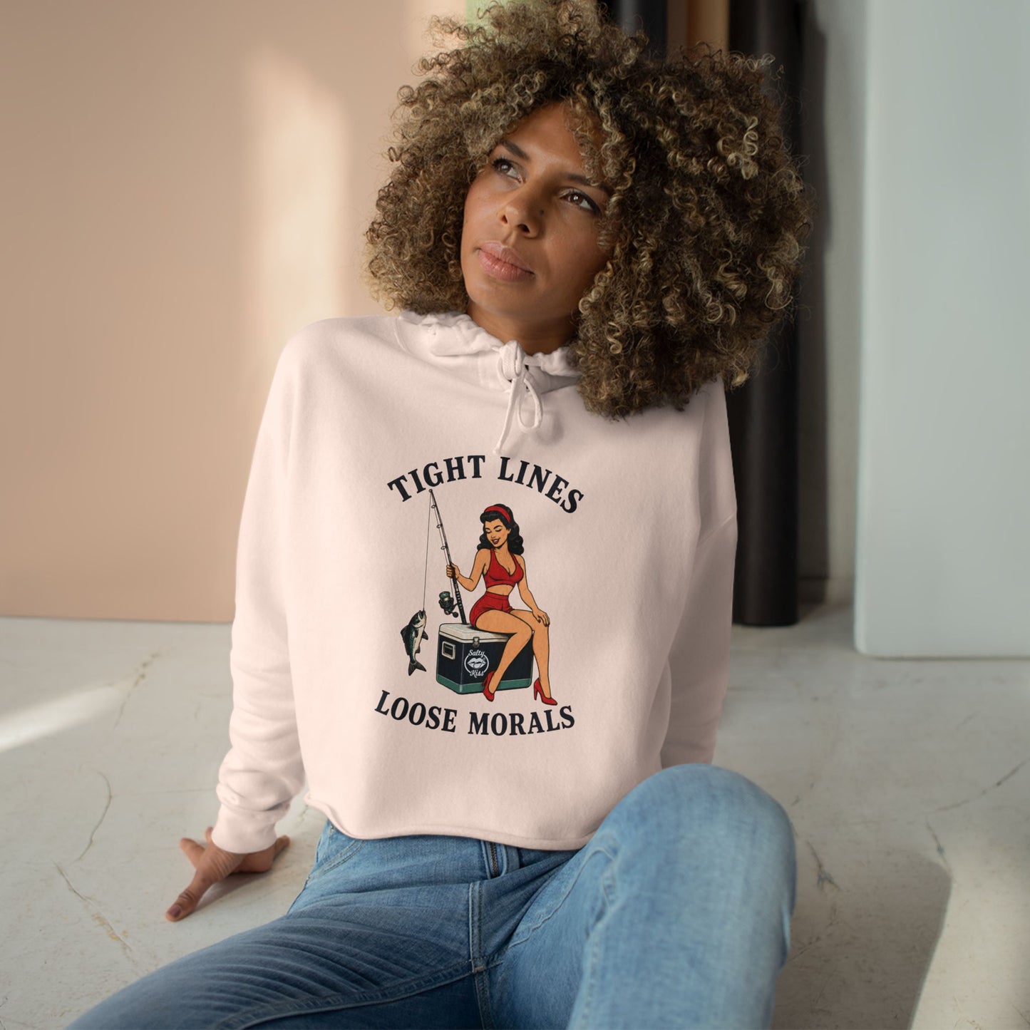 Women's Crop Hoodie - Tight Lines, Loose Morals