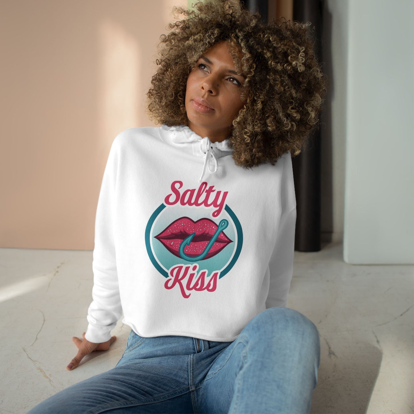 Women's Crop Hoodie - Salty Kiss Logo