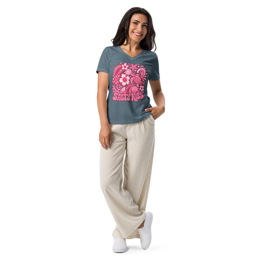 Women’s V-neck Tee - Coastal Love Sea Turtle by Salty Kiss coastal apparel