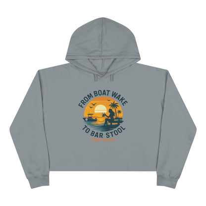 Women's Crop Hoodie - From Boat Wake to Bar Stool