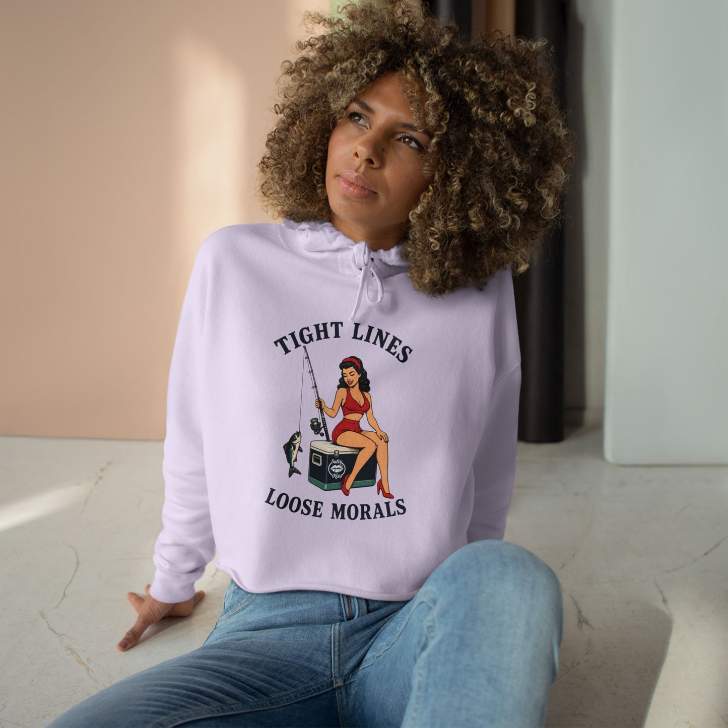 Women's Crop Hoodie - Tight Lines, Loose Morals