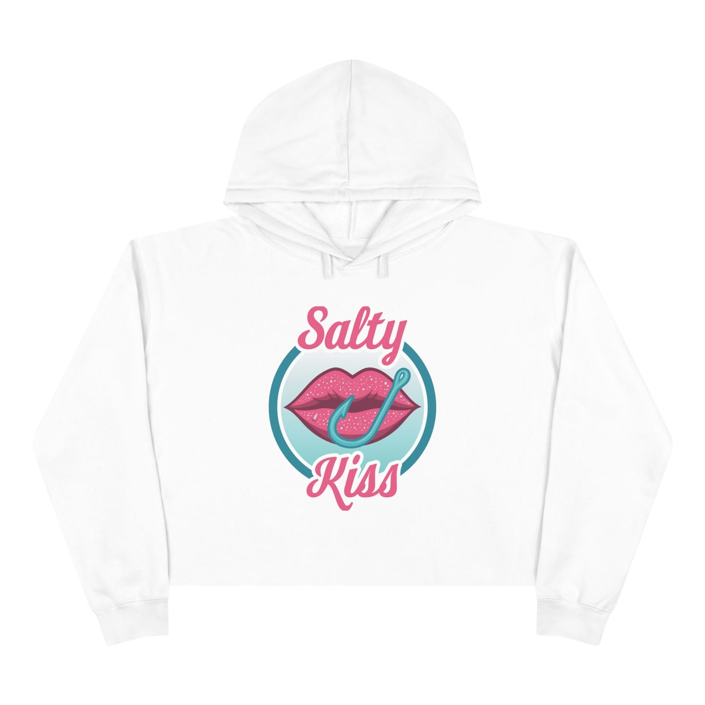 Women's Crop Hoodie - Salty Kiss Color Logo by Salty Kiss coastal apparel