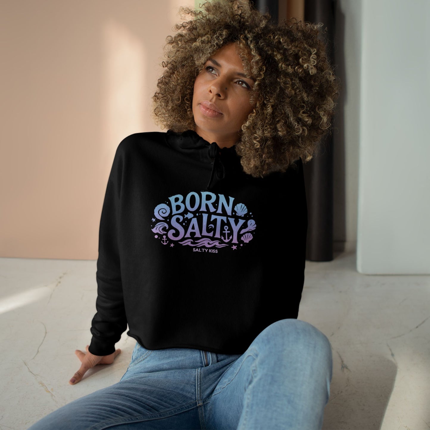 Women's Crop Hoodie - Born Salty
