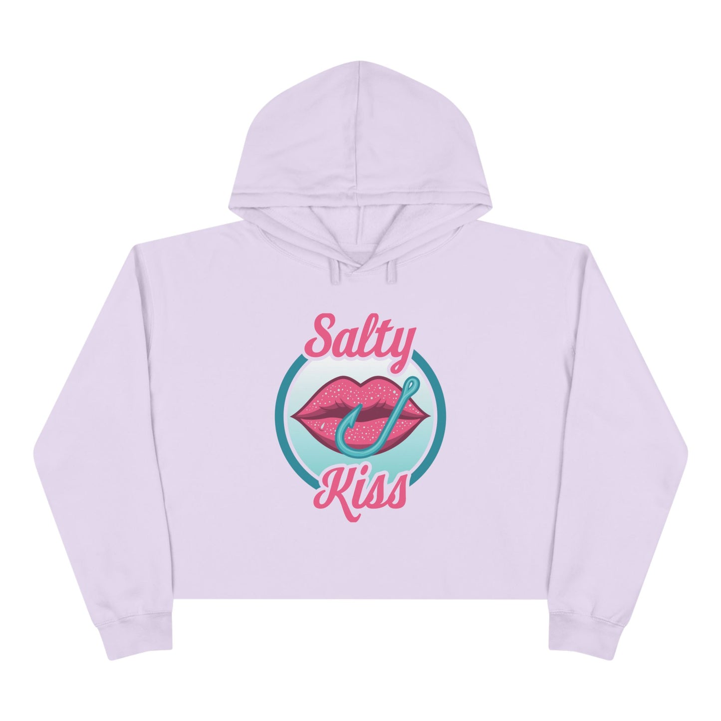 Women's Crop Hoodie - Salty Kiss Color Logo by Salty Kiss coastal apparel