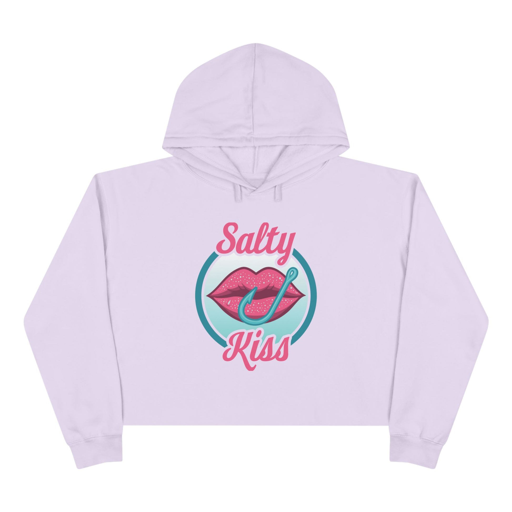 Women's Crop Hoodie - Salty Kiss Color Logo by Salty Kiss coastal apparel