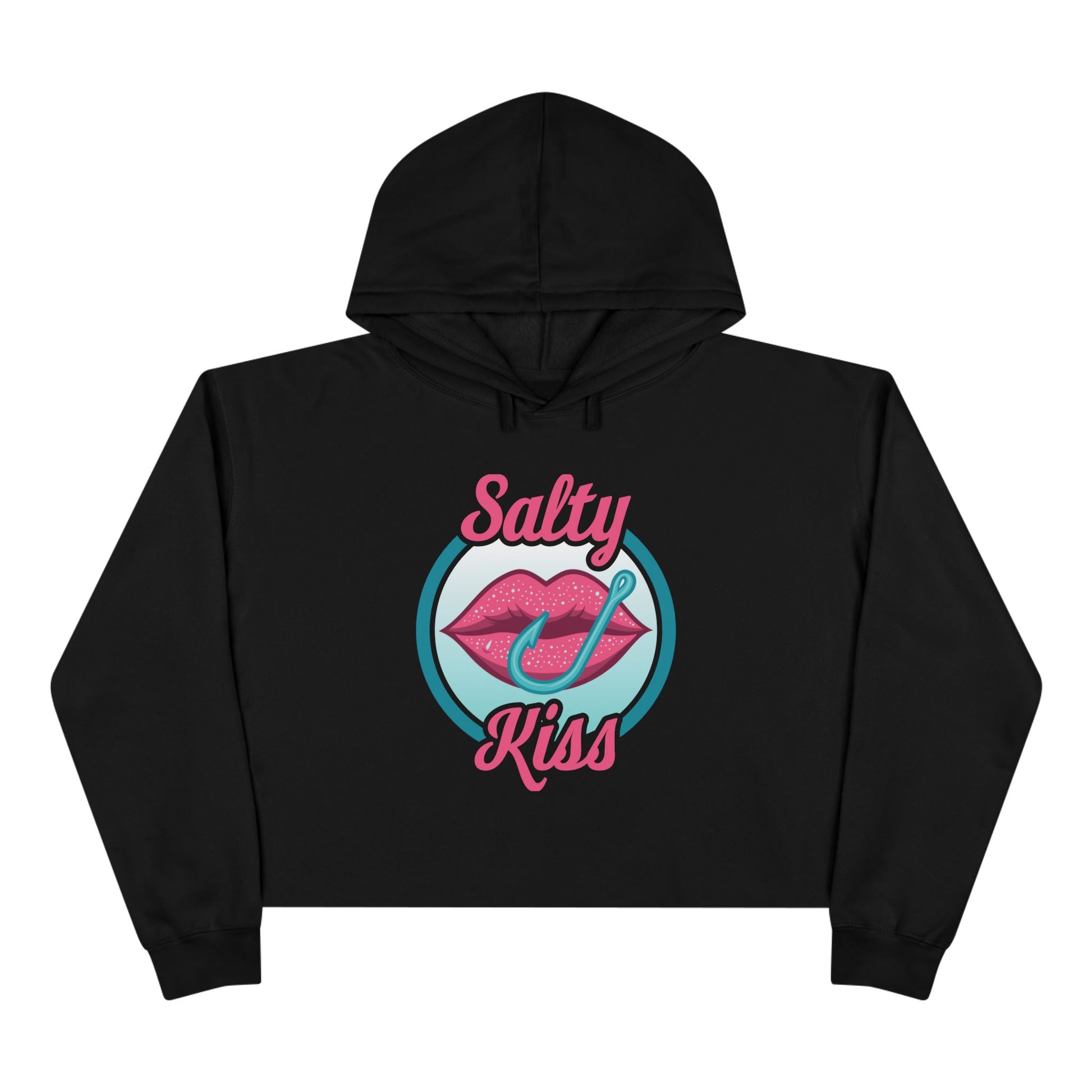 Women's Crop Hoodie - Salty Kiss Color Logo by Salty Kiss coastal apparel