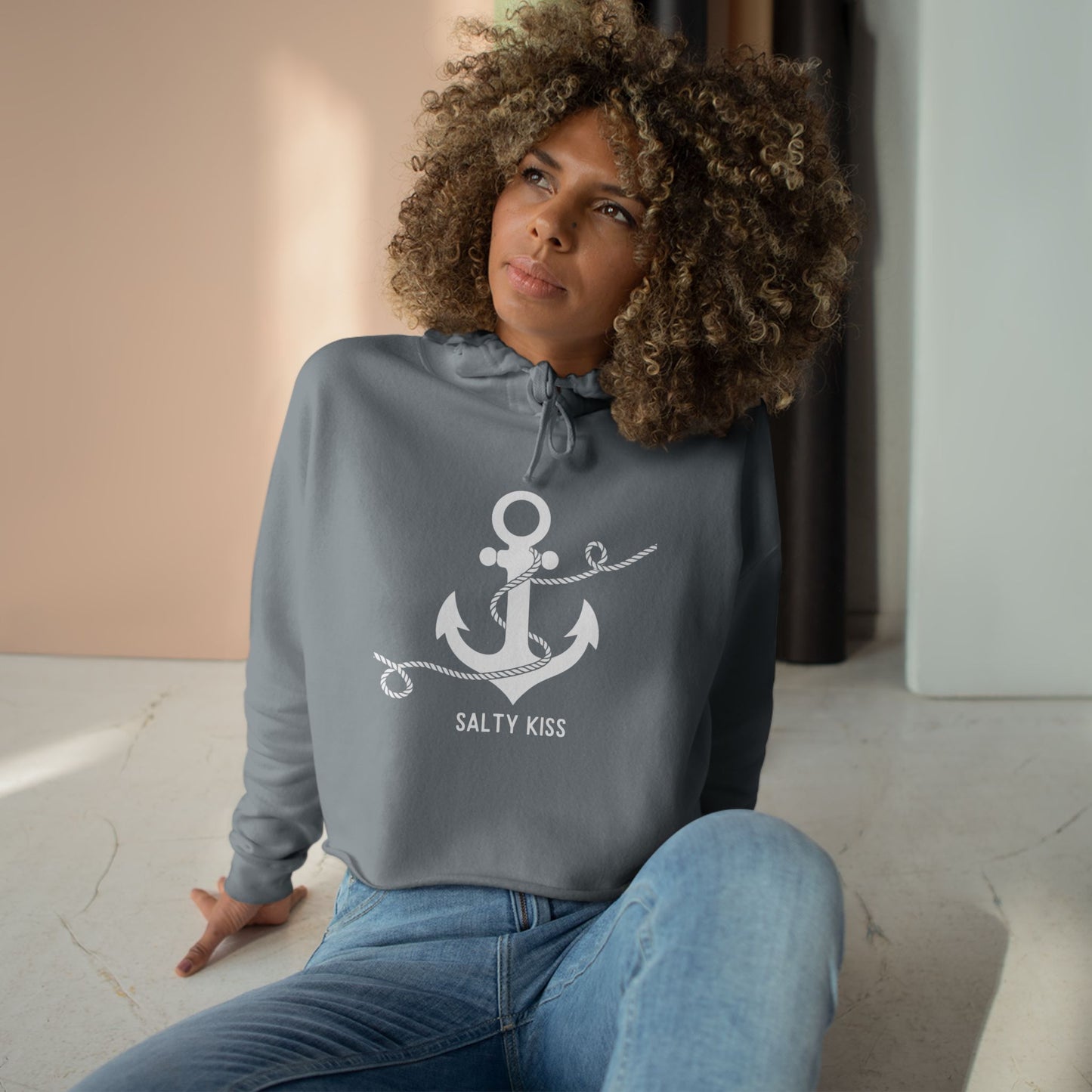 Women's Crop Hoodie -Coastal Anchor