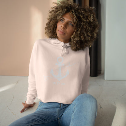 Women's Crop Hoodie -Coastal Anchor by Salty Kiss coastal apparel