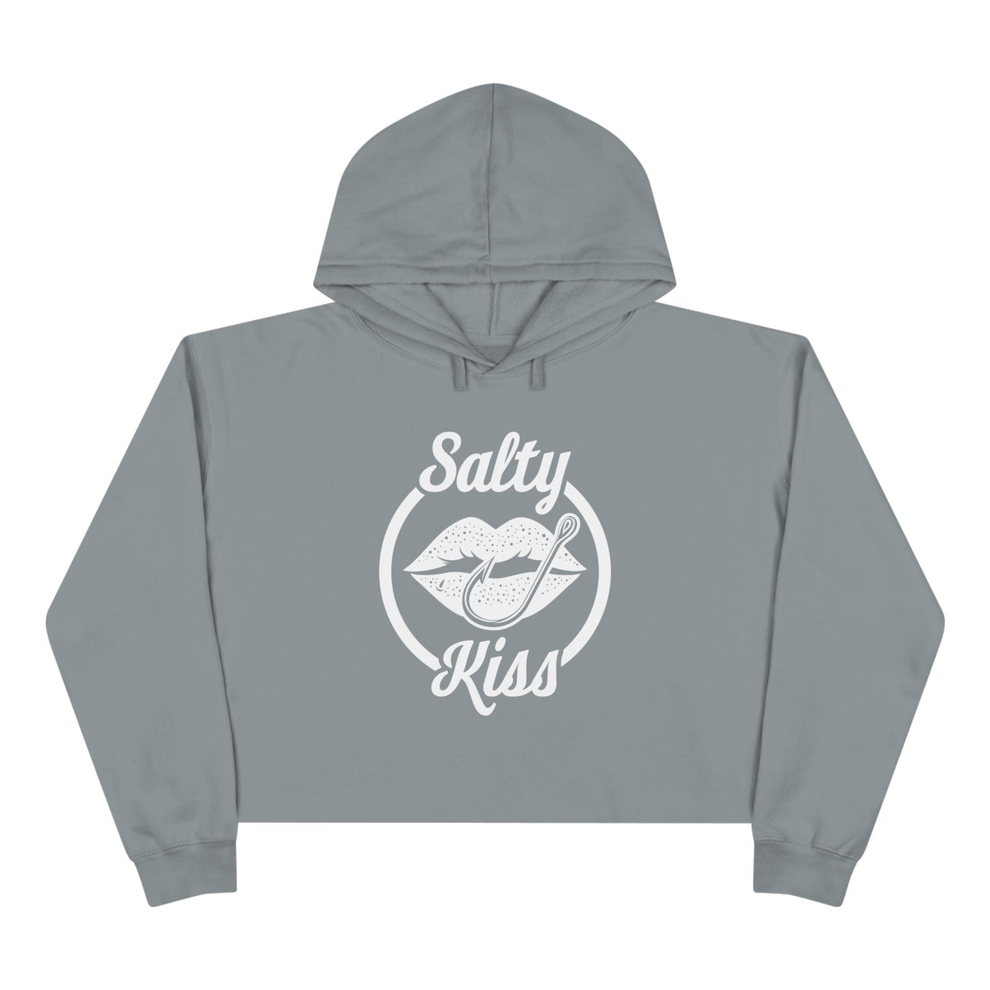 Women's Crop Hoodie - Salty Kiss Logo by Salty Kiss coastal apparel
