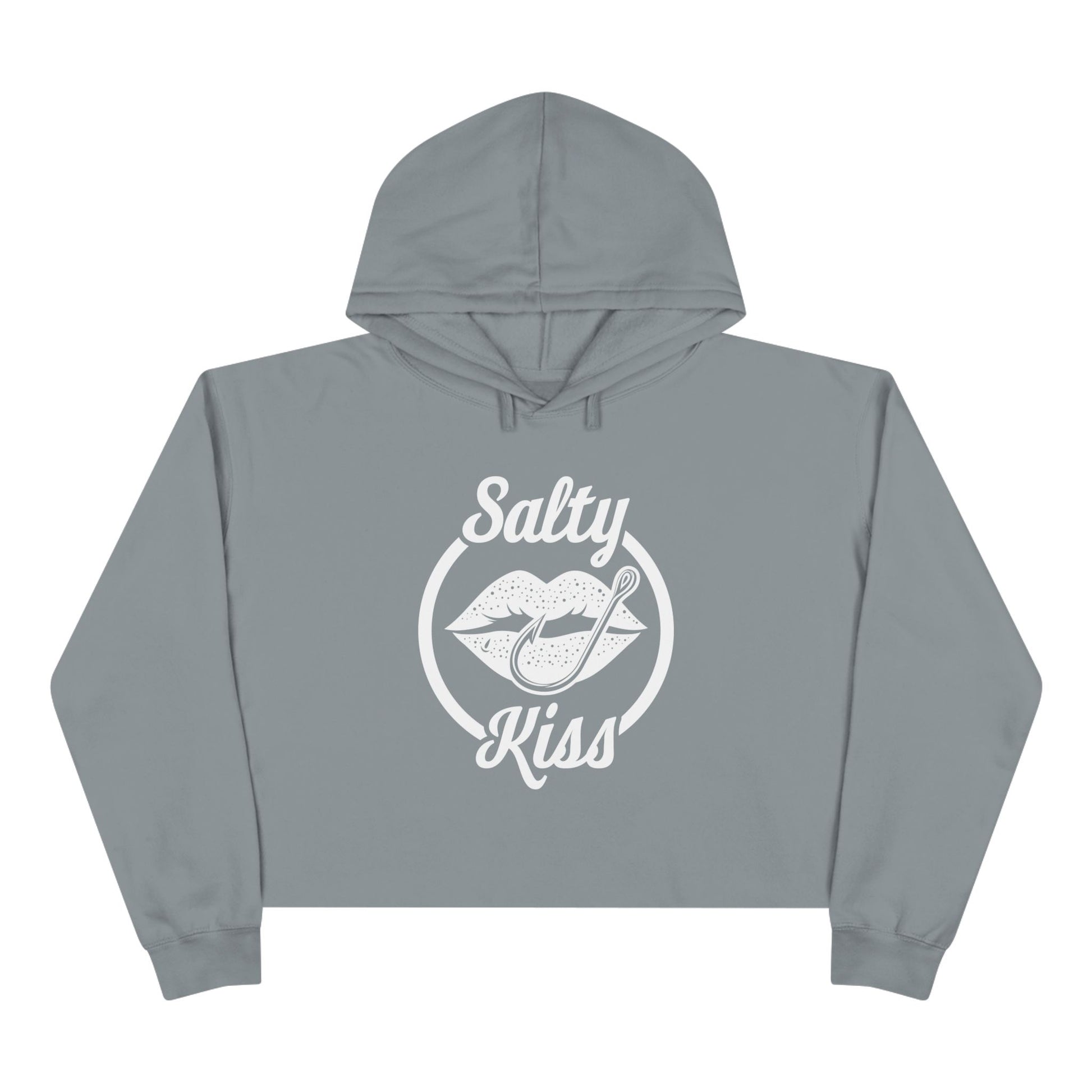 Women's Crop Hoodie - Salty Kiss Logo by Salty Kiss coastal apparel