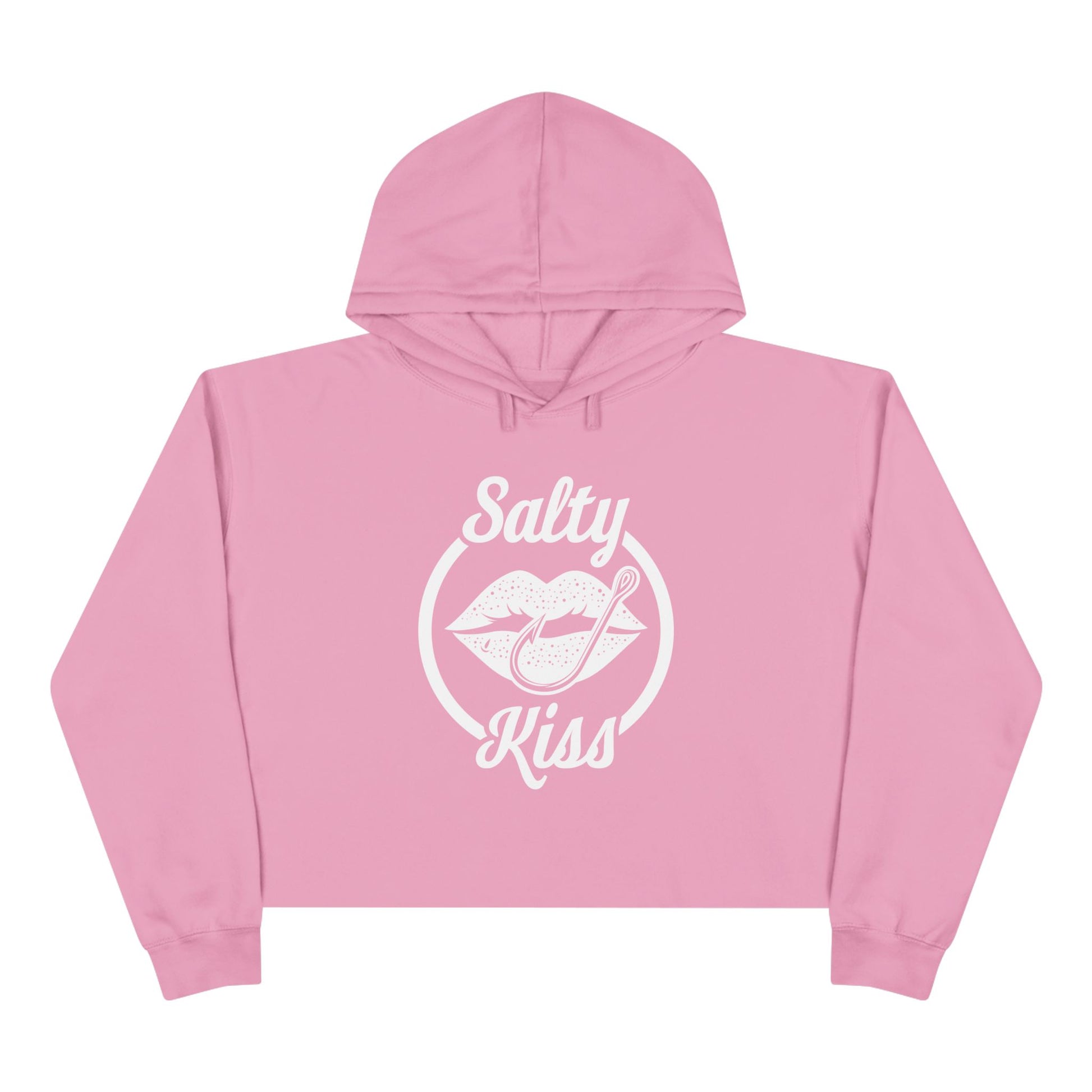 Women's Crop Hoodie - Salty Kiss Logo by Salty Kiss coastal apparel