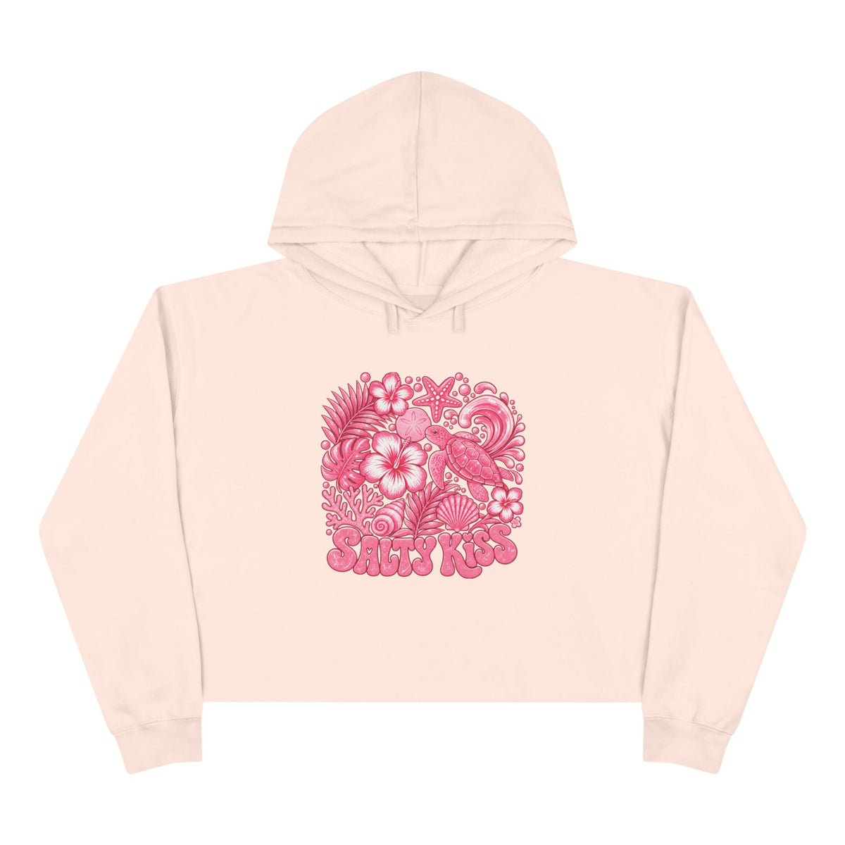 Women's Crop Hoodie - Coastal Love Sea Turtle