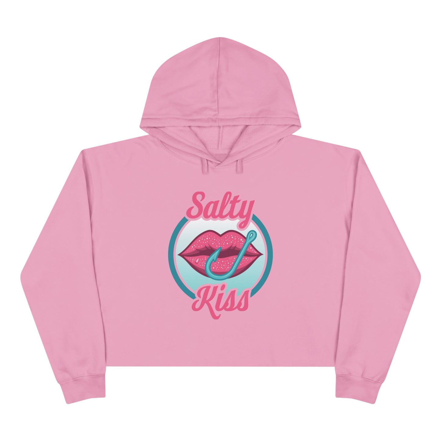 Women's Crop Hoodie - Salty Kiss Color Logo by Salty Kiss coastal apparel