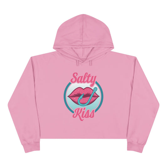 Women's Crop Hoodie - Salty Kiss Color Logo by Salty Kiss coastal apparel