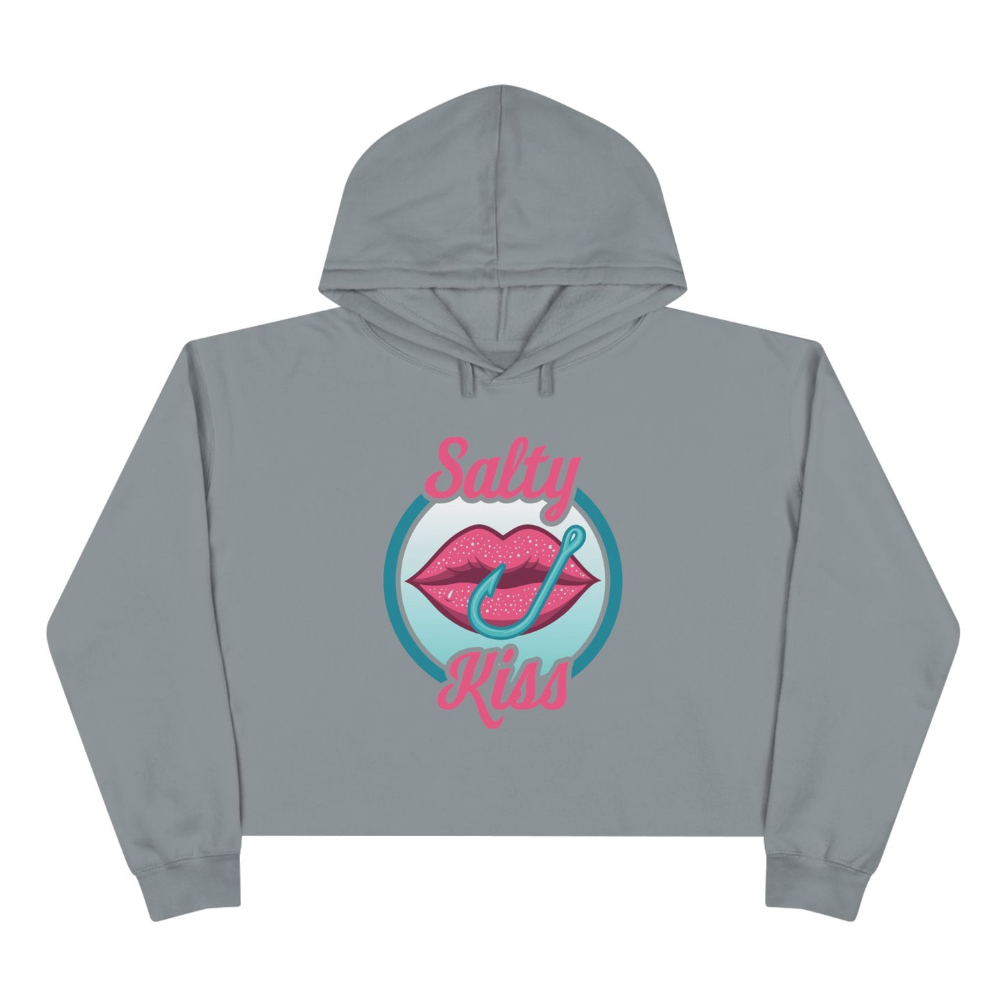 Women's Crop Hoodie - Salty Kiss Color Logo by Salty Kiss coastal apparel