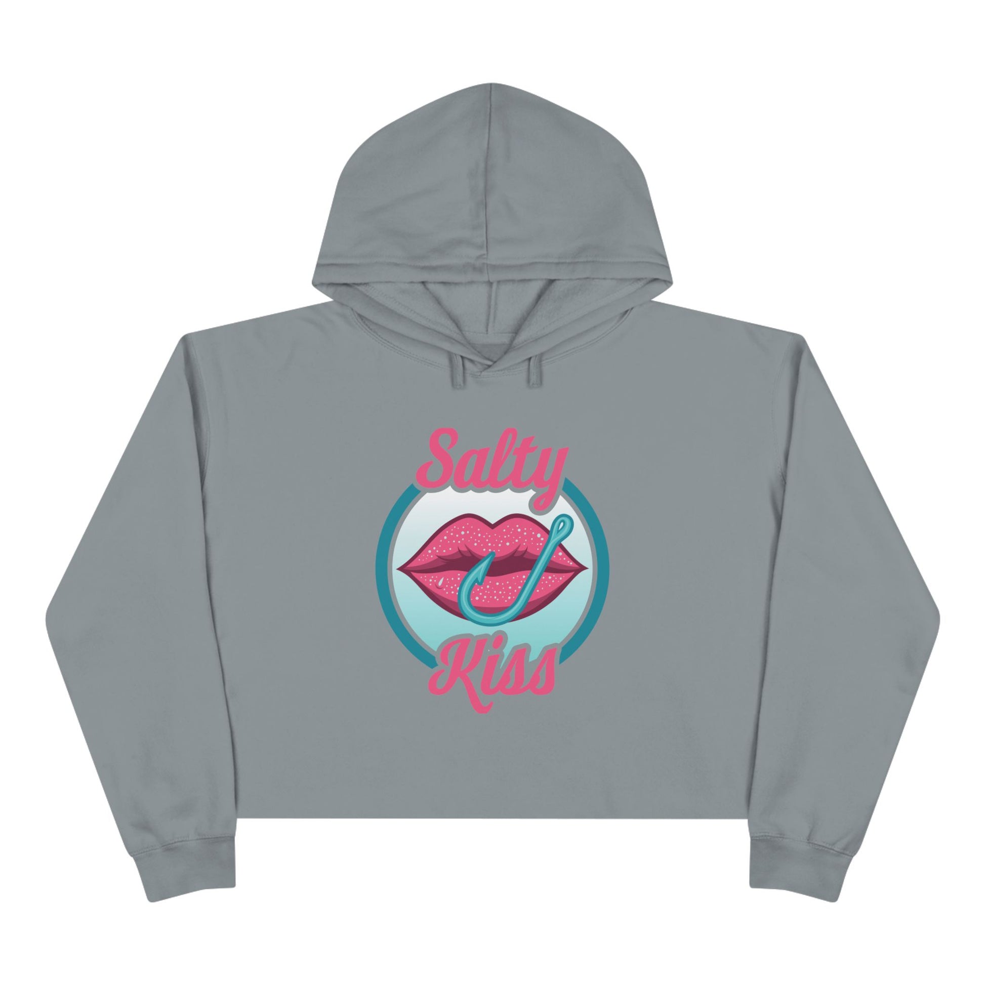Women's Crop Hoodie - Salty Kiss Color Logo by Salty Kiss coastal apparel