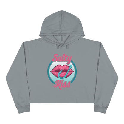 Women's Crop Hoodie - Salty Kiss Color Logo by Salty Kiss coastal apparel