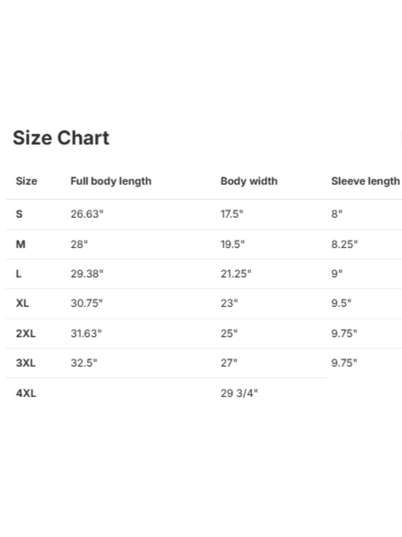 Men’s Fishing Tee – Earned on the Water Mahi-Mahi size chart