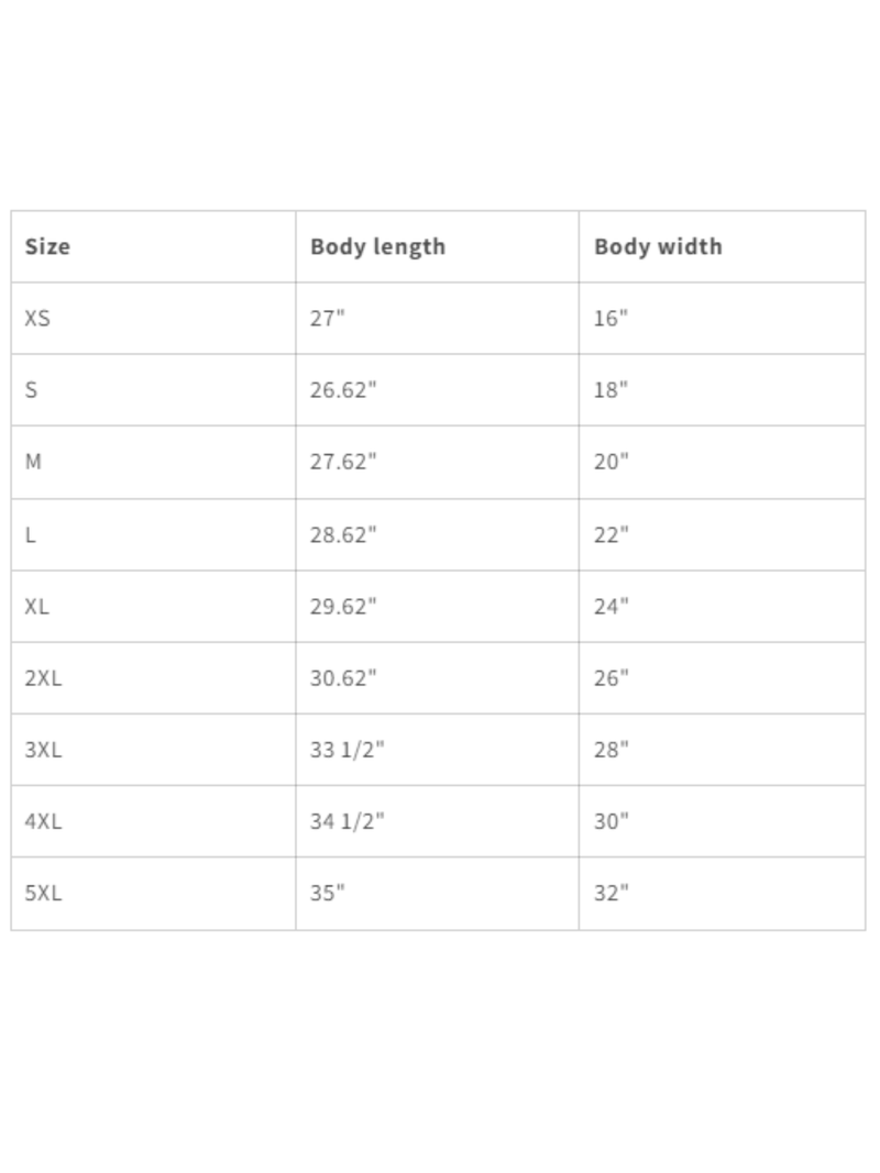 1776 Freedom Tee – America 250 Collection size chart