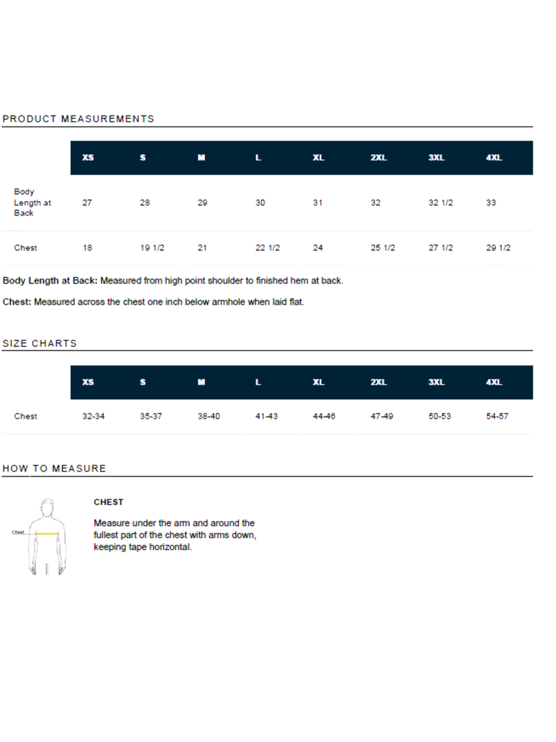 Men’s Performance Tank Top – Coastal State of Mind size chart