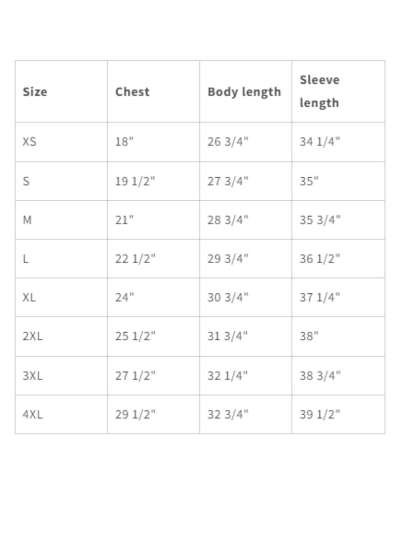 Men’s UPF Performance Fishing Shirt – Tarpon Time All the Time size chart