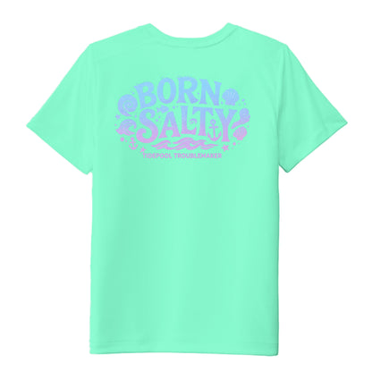 Youth Girls Performance Tee UPF 50 Protection - Born Salty by Salty Kiss coastal apparel