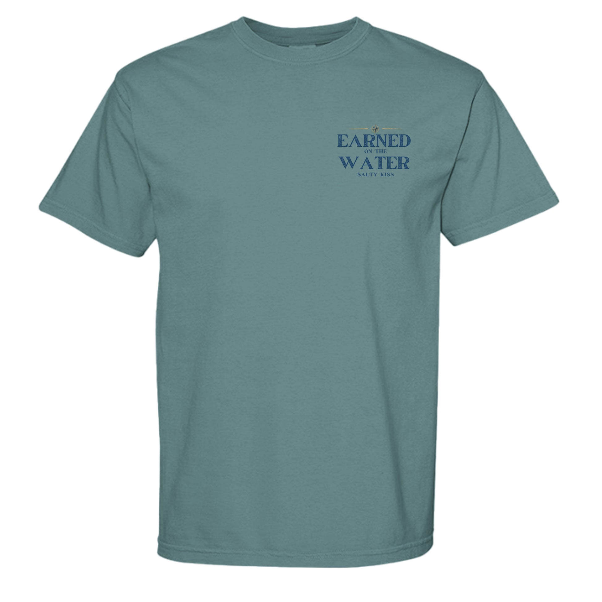 Men’s Fishing Tee – Earned on the Water Mahi-Mahi by Salty Kiss coastal apparel