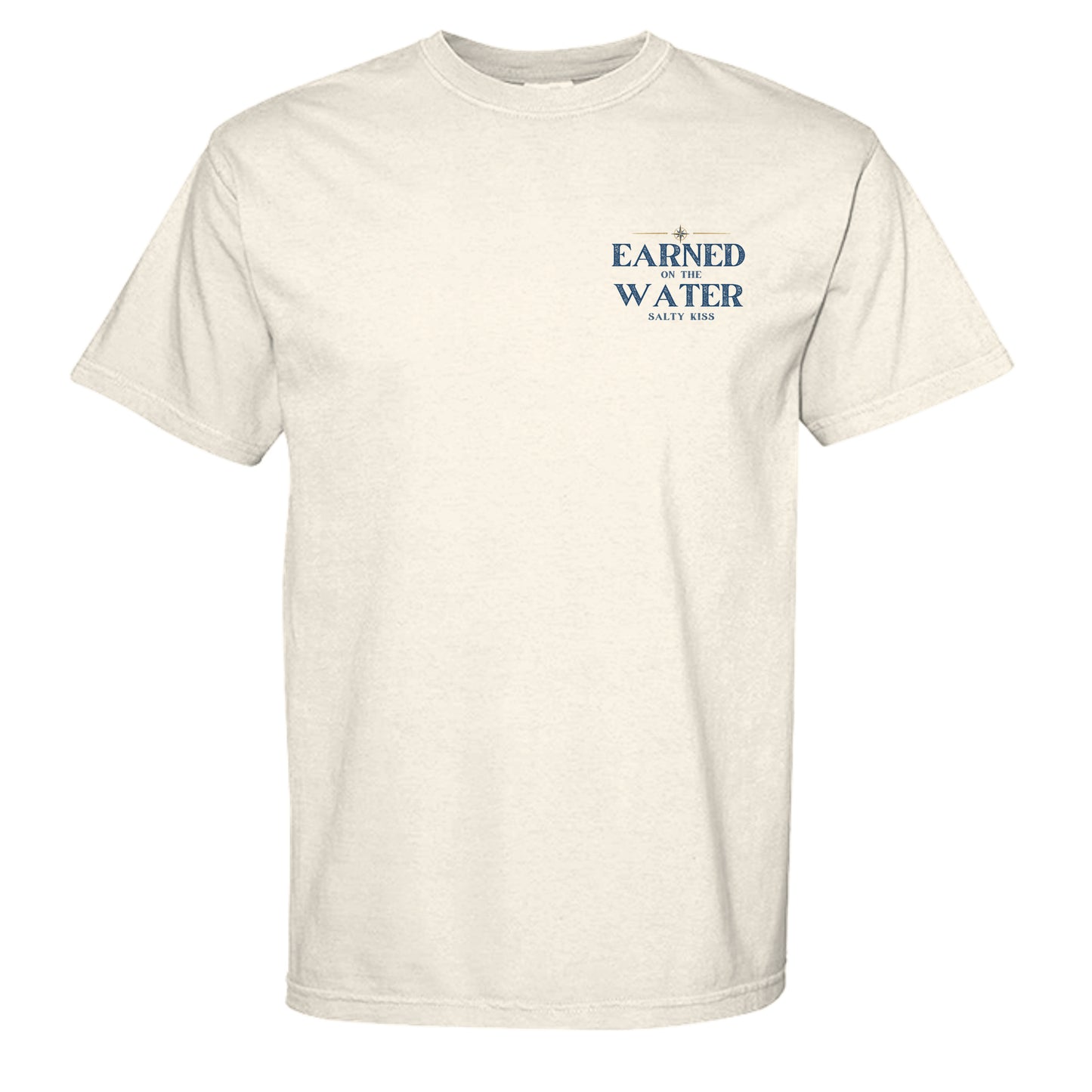 Men’s Fishing Tee – Earned on the Water Mahi-Mahi by Salty Kiss coastal apparel