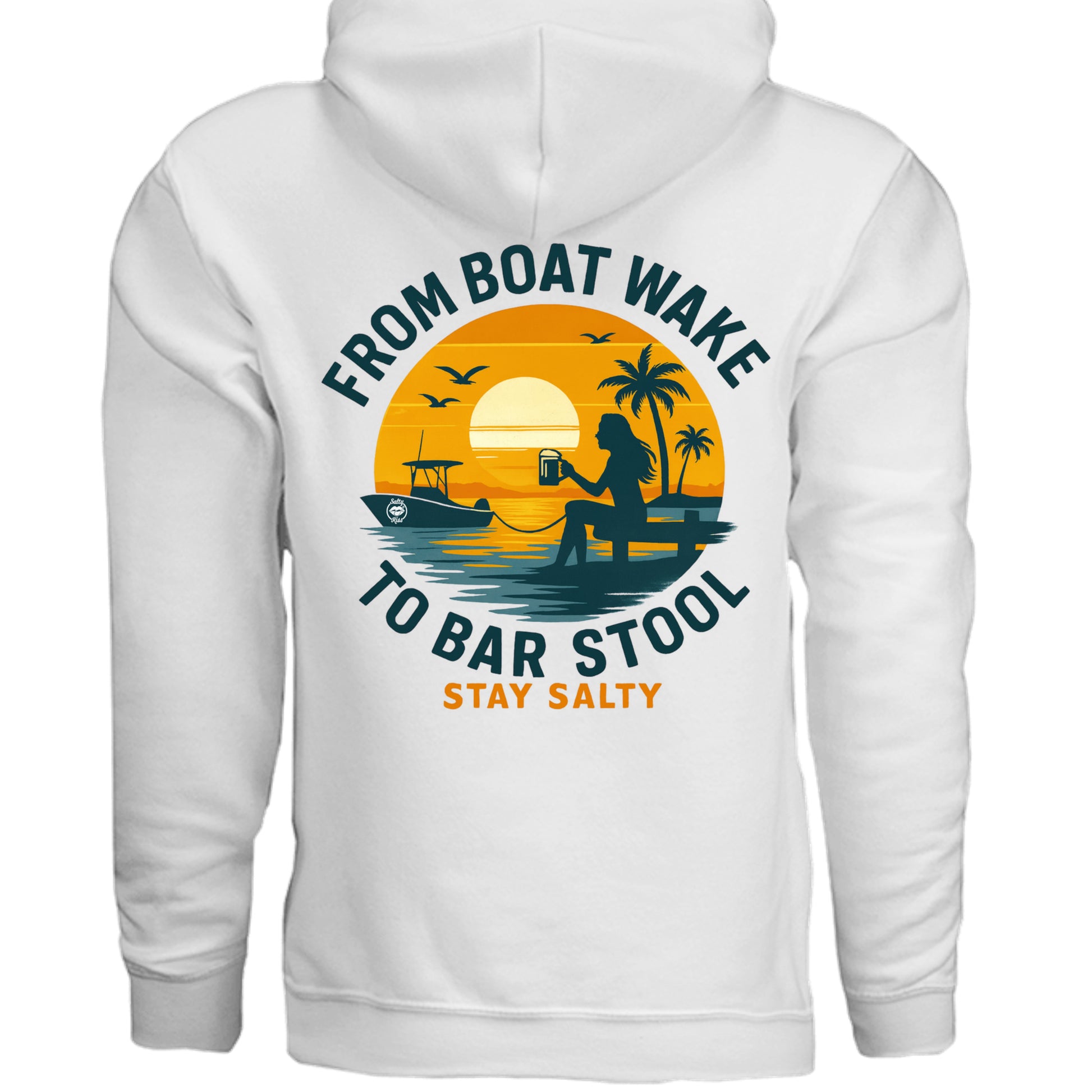 Women's Boating Hoodie - From Boat Wake to Bar Stool by Salty Kiss coastal apparel
