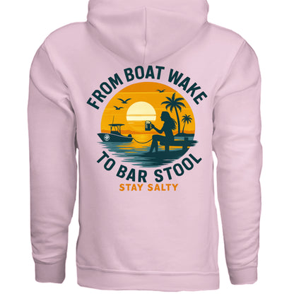 Women's Boating Hoodie - From Boat Wake to Bar Stool by Salty Kiss coastal apparel