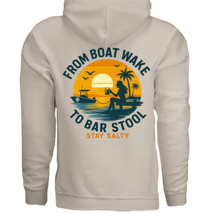 Women's Boating Hoodie - From Boat Wake to Bar Stool by Salty Kiss coastal apparel