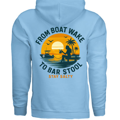 Women's Boating Hoodie - From Boat Wake to Bar Stool by Salty Kiss coastal apparel