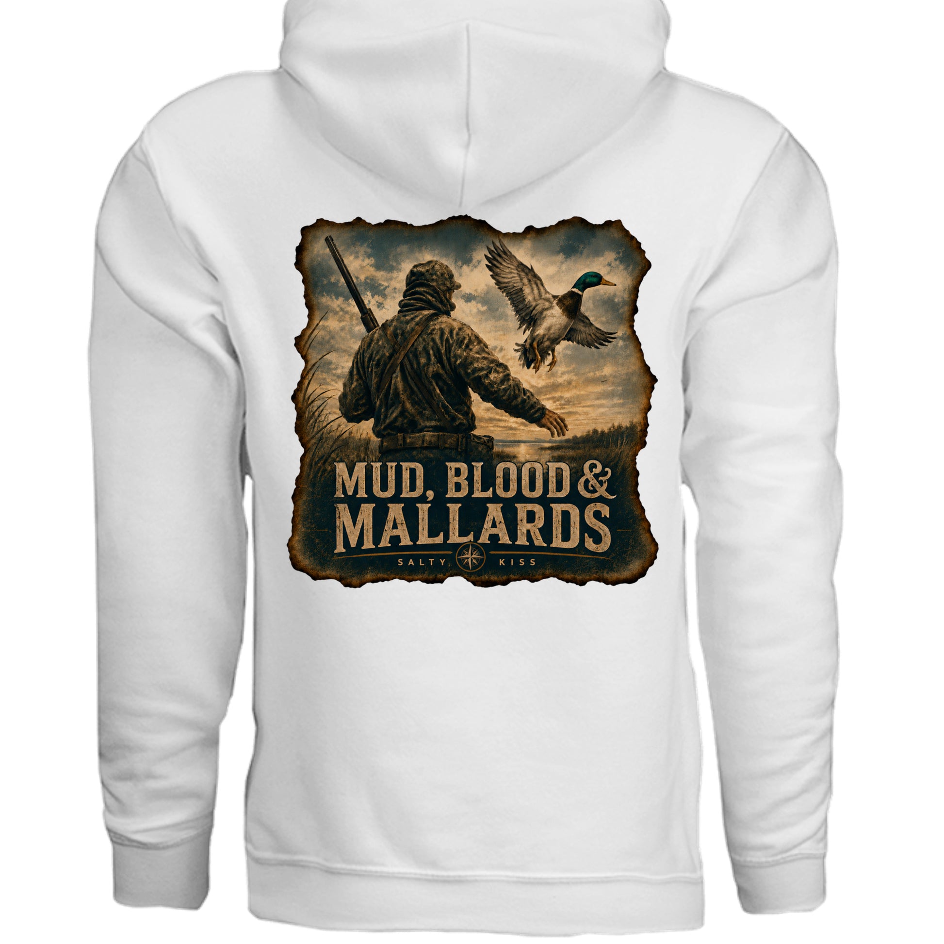 Men's Hunting Hoodie - Mud, Blood & Mallards by Salty Kiss coastal apparel