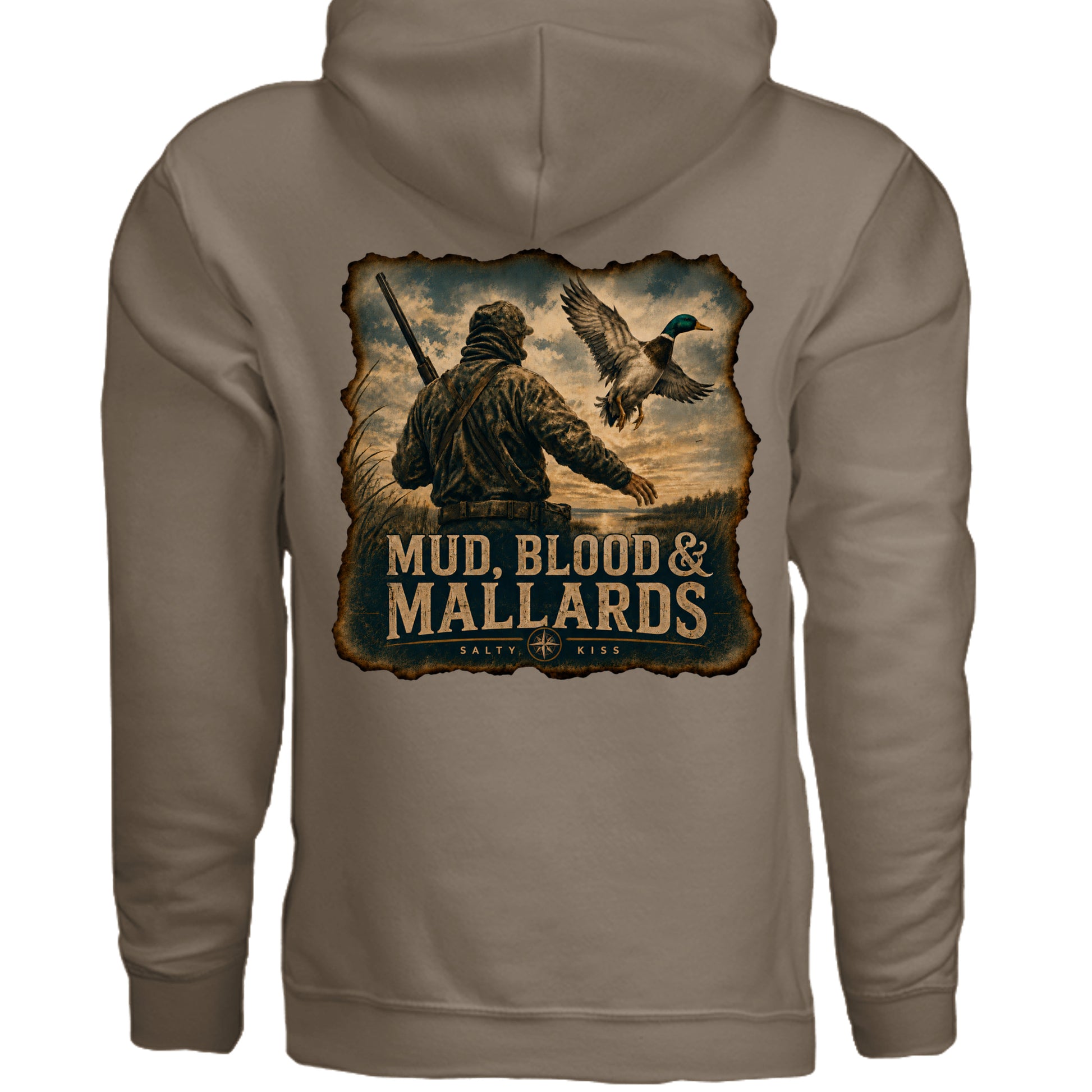 Men's Hunting Hoodie - Mud, Blood & Mallards by Salty Kiss coastal apparel