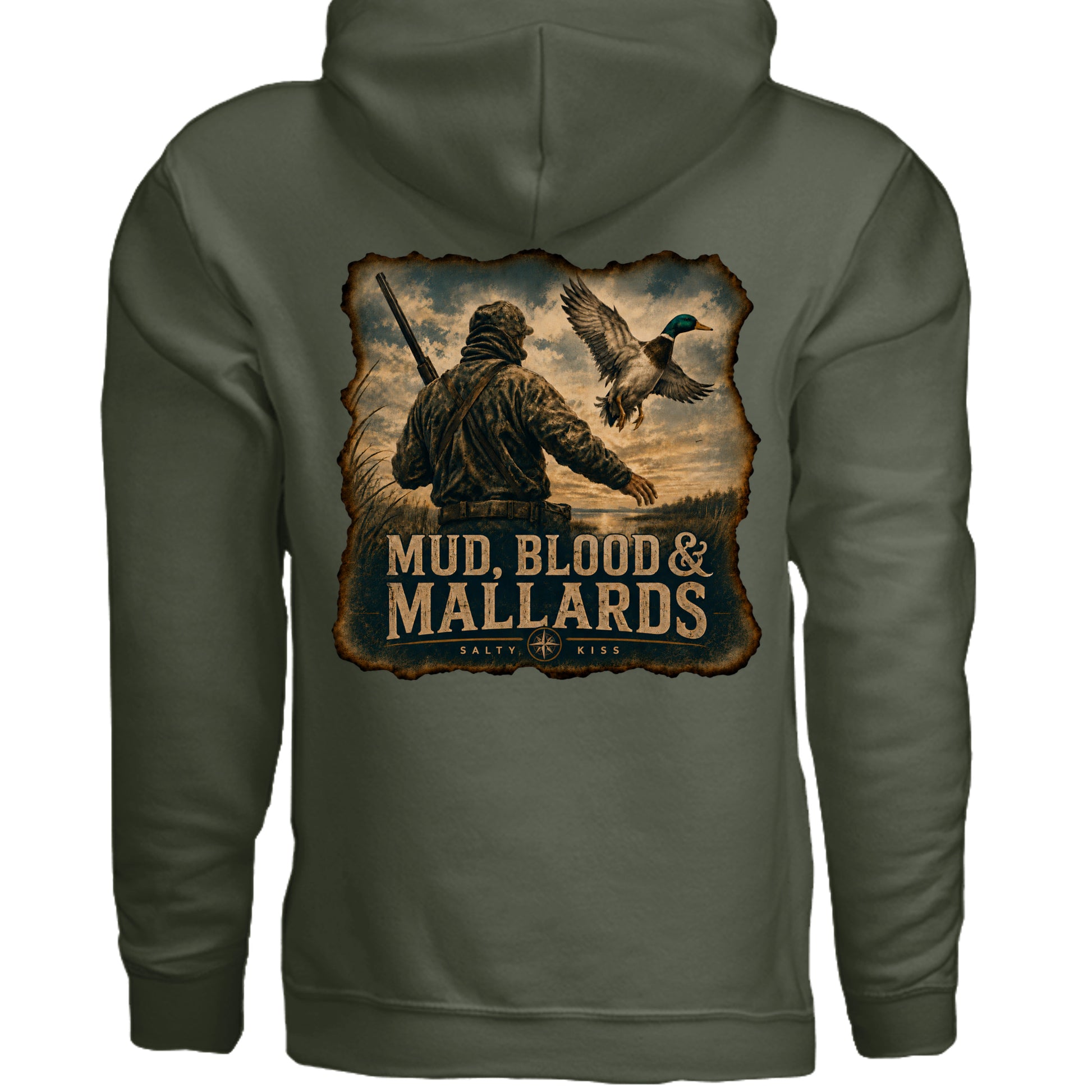 Men's Hunting Hoodie - Mud, Blood & Mallards by Salty Kiss coastal apparel