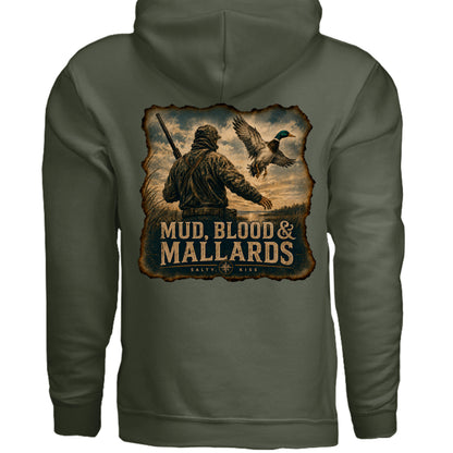 Men's Hunting Hoodie - Mud, Blood & Mallards by Salty Kiss coastal apparel