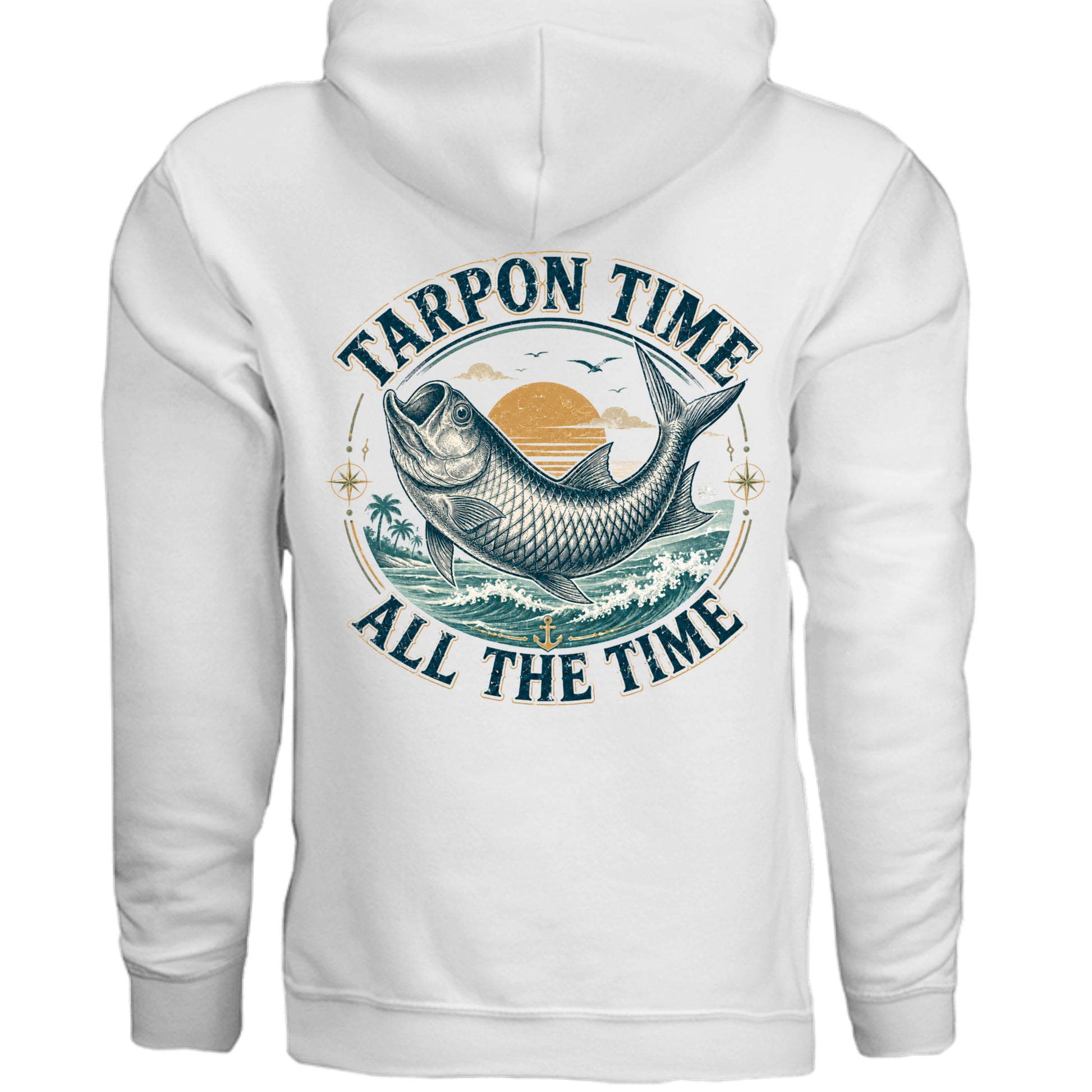 Men's Fishing Hoodie - Tarpon Time All The Time by Salty Kiss coastal apparel