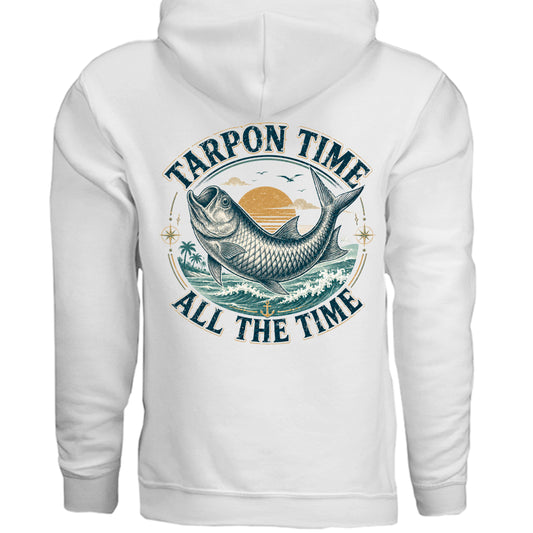 Men's Fishing Hoodie - Tarpon Time All The Time by Salty Kiss coastal apparel