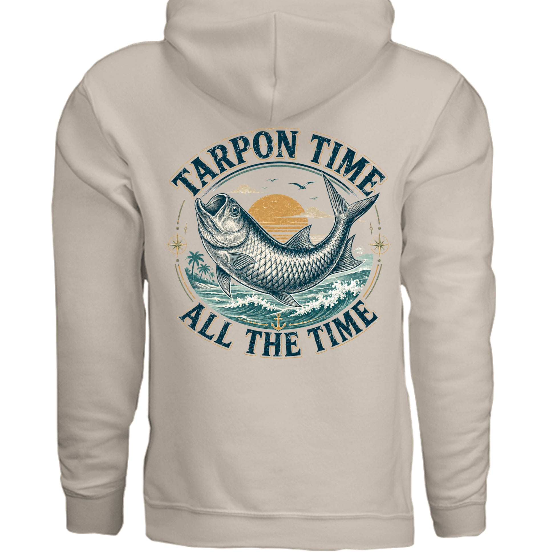 Men's Fishing Hoodie - Tarpon Time All The Time by Salty Kiss coastal apparel