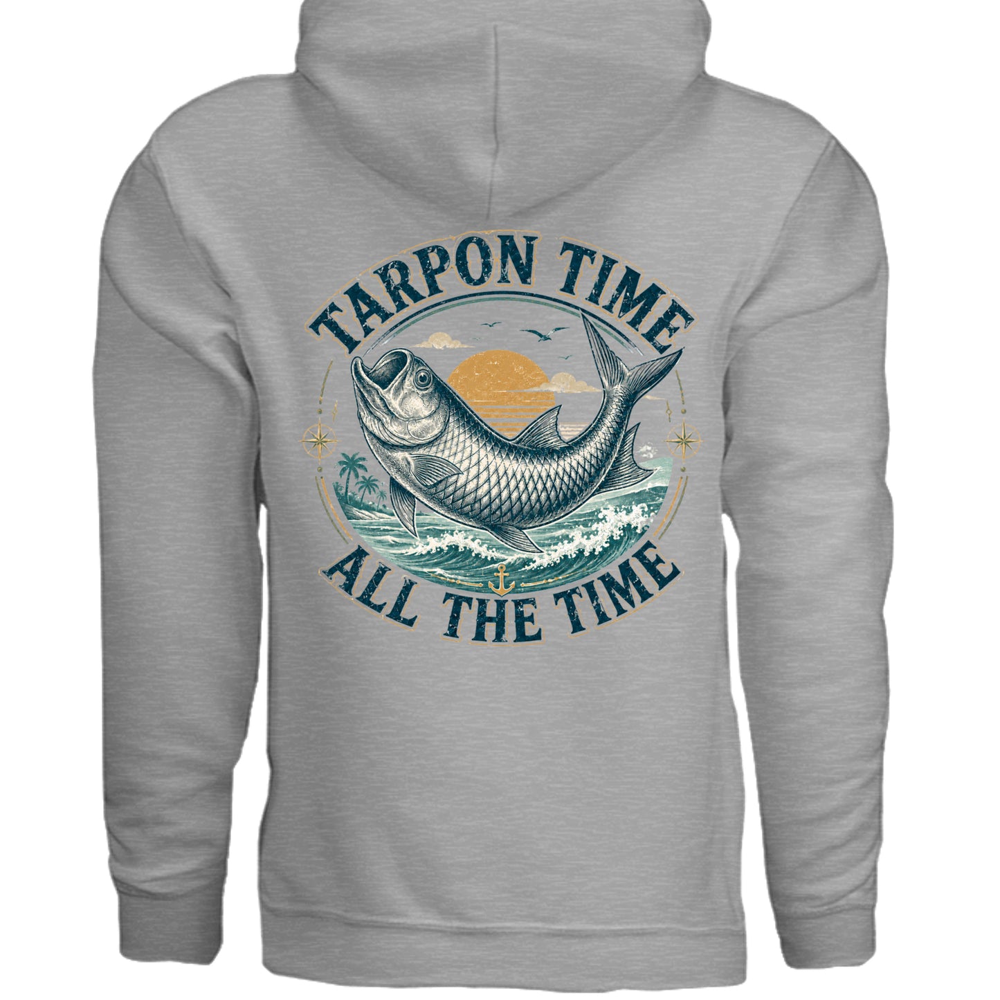 Men's Fishing Hoodie - Tarpon Time All The Time by Salty Kiss coastal apparel
