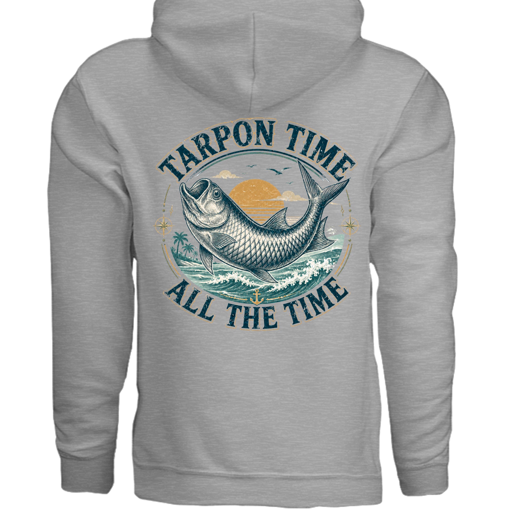 Men's Fishing Hoodie - Tarpon Time All The Time by Salty Kiss coastal apparel