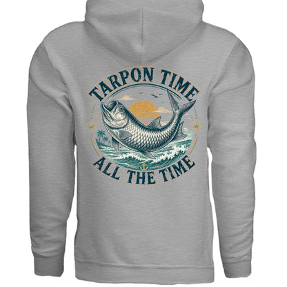 Men's Fishing Hoodie - Tarpon Time All The Time by Salty Kiss coastal apparel