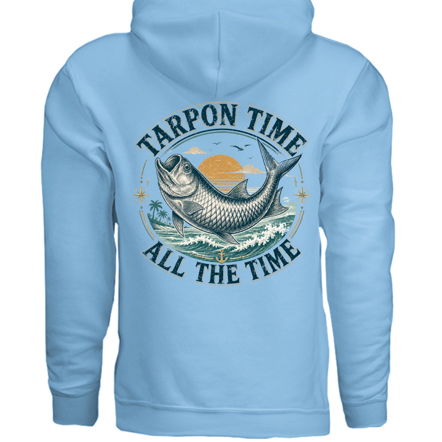 Men's Fishing Hoodie - Tarpon Time All The Time by Salty Kiss coastal apparel