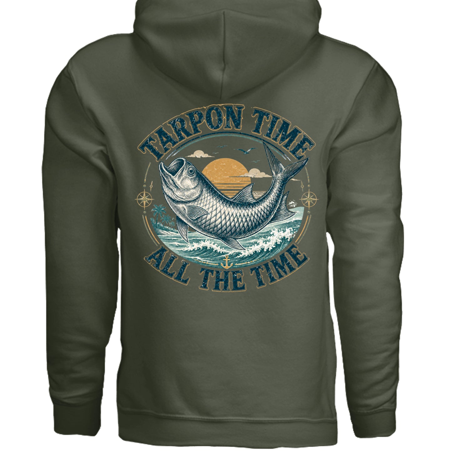 Men's Fishing Hoodie - Tarpon Time All The Time by Salty Kiss coastal apparel