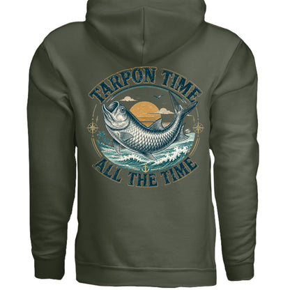 Men's Fishing Hoodie - Tarpon Time All The Time by Salty Kiss coastal apparel
