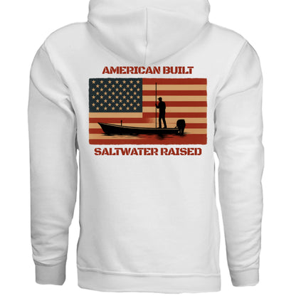 Men's Boating Hoodie - American Built Saltwater Raised by Salty Kiss coastal apparel