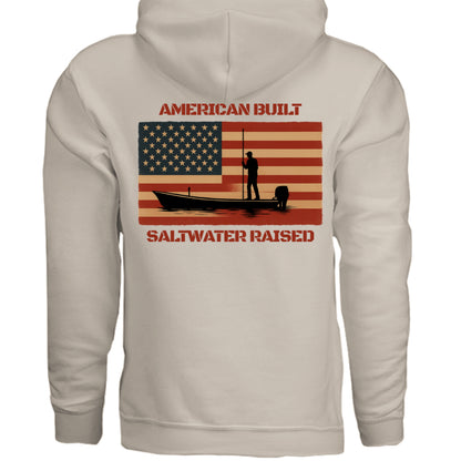Men's Boating Hoodie - American Built Saltwater Raised by Salty Kiss coastal apparel