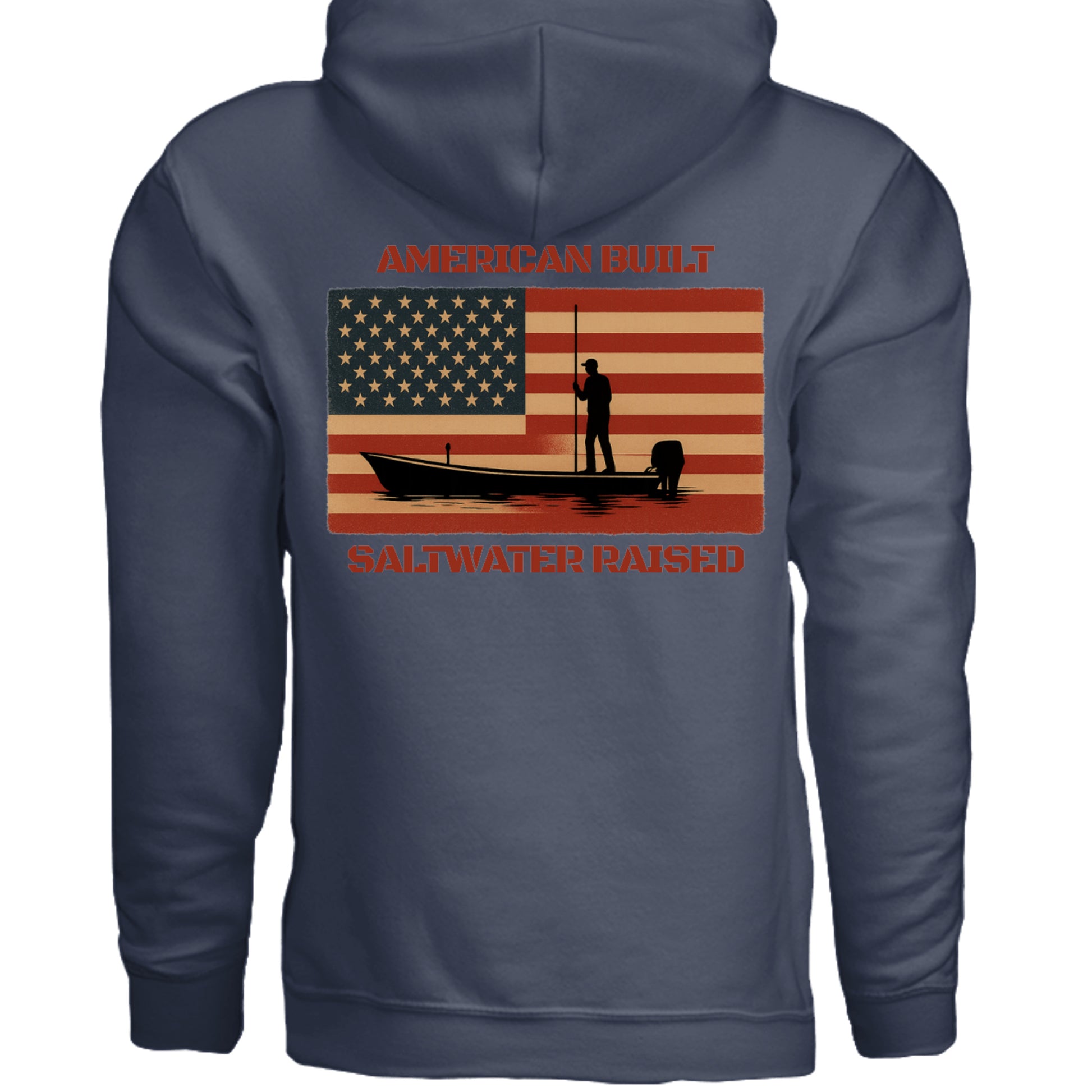 Men's Boating Hoodie - American Built Saltwater Raised by Salty Kiss coastal apparel